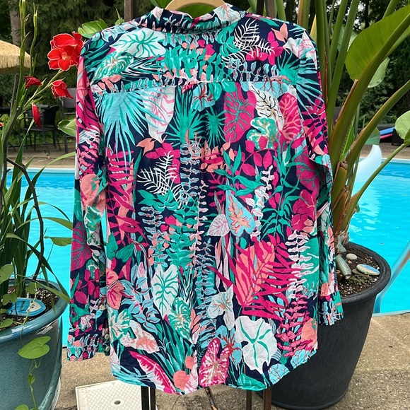 Talbots Tropical Print Button Down Shirt -1X - Picture 6 of 6